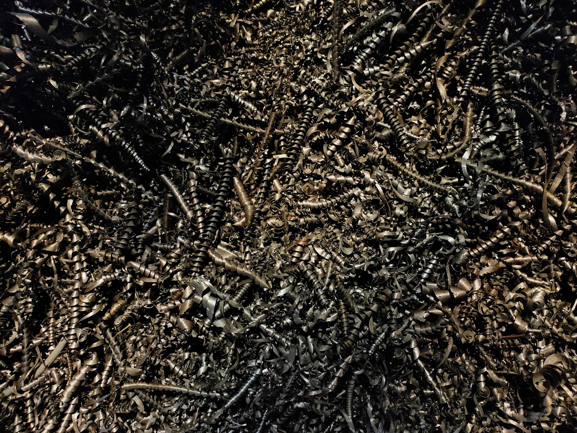 Close-up of twisted metal shavings
